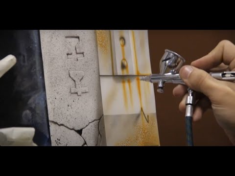 Видео: Как нарисовать текстуру металла, камня, ржавчины. Уроки по аэрографии. Дмитрий Осокин - Аэрография.