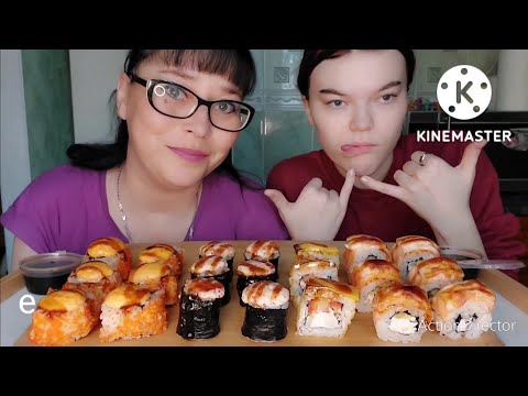 Видео: Мукбанг | Роллы,суши 🍣 Запеченный сет | Конкурс