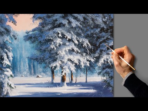 Видео: 👍 Зимний пейзаж. Живопись акрилом. Рисование. Искусство. Красивая картина. Хобби.