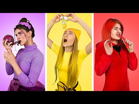 Видео: Цветной челлендж! Покупаем вещи и едим еду одного цвета 24 часа!