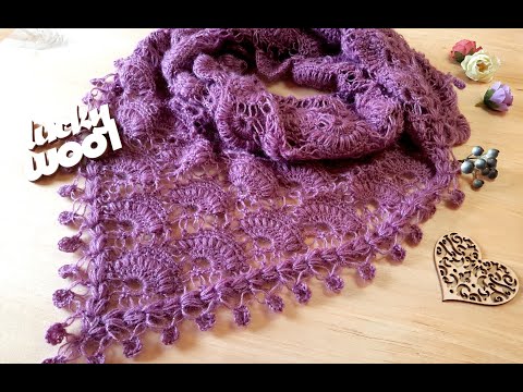 Видео: Бактус (шаль) "Ракушки" крючком.