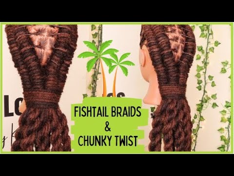 Видео: Урок по стилю Loc Style №47 | Косы «Рыбий хвост» и «Чаки-твист» | Легко и просто | Прически с дре...