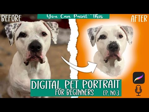 Видео: Как создать цифровой портрет питомца в PROCREATE | Урок для начинающих | Эффект масляной живописи...