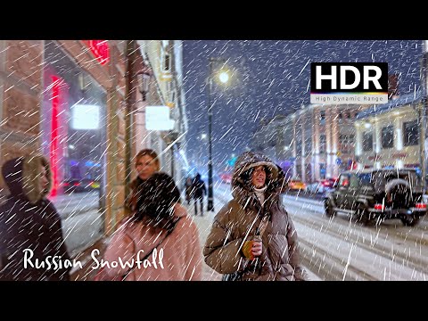 Видео: ❄️ МОЩНЫЙ СНЕГОПАД В МОСКВЕ 🇷🇺 Настоящая русская ЗИМА со снегом - С подписями ⁴ᴷ (HDR)