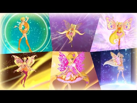 Видео: Клуб Винкс - Все Превращения Стеллы до Тайникса!