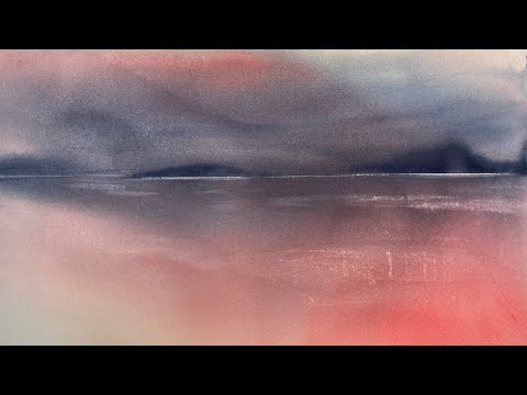 Видео: Демонстрация абстрактного пейзажа акварелью