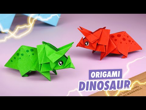 Видео: Оригами Динозавр из бумаги | Трицератопс из бумаги | Origami Paper Dinosaur