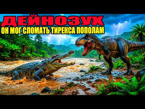 Видео: ДЕЙНОЗУХ: Пятнадцатиметровый крокодил, который УТАСКИВАЛ тираннозавров под воду