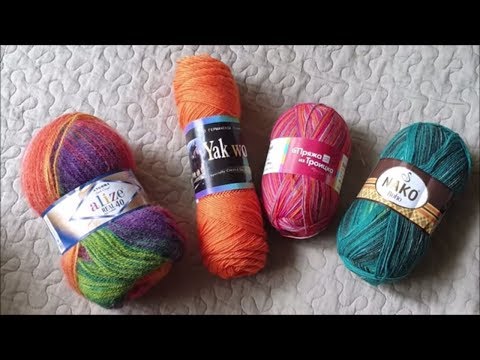 Видео: Носочная пряжа - Носочки  #1/вязание