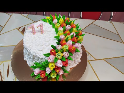 Видео: Торт Иней для девочки. Капризные тюльпаны. Но нас не напугать!!!