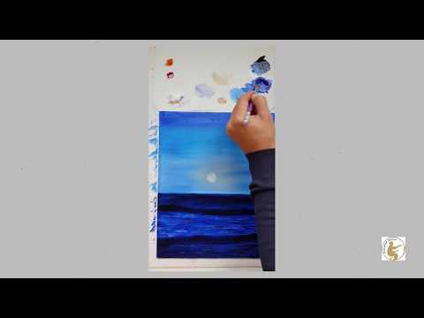 Видео: Как да нарисуваме Море и луна с маслени бои