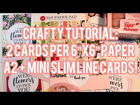 Видео: Мастер-класс по рукоделию: 2 карточки на листе бумаги 6x6 — формат А2 + тонкие мини-карточки!