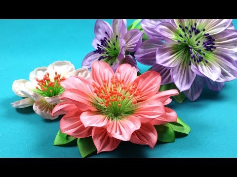 Видео: Kanzashi fabric flowers / Flores de tela kanzashi / Цветы из ткани. Канзаши