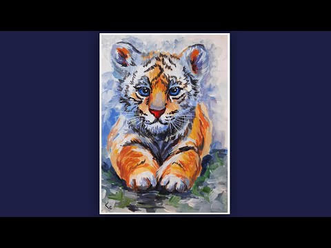 Видео: КАК НАРИСОВАТЬ ТИГРЕНКА. РИСУЕМ ТИГРА СИМВОЛ 2022 ГОДА. РИСУЕМ ТИГРЕНКА ПРОСТО. ТИГРЕНОК ГУАШЬЮ.
