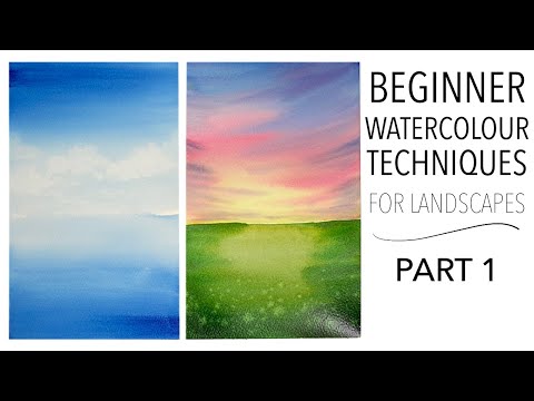 Видео: Техники акварели для начинающих. Часть 1 — Градиенты, фоны и техника «по мокрому»