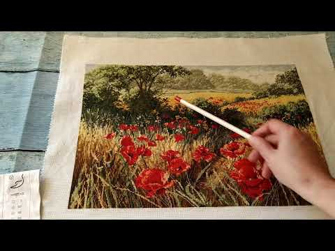 Видео: Вышивка крестиком.Финиш Anchor Maia Host of Poppies APC935,Ура!!! я сделала это..)Немного личного...
