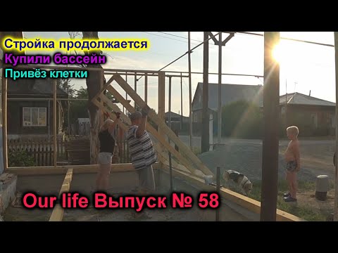 Видео: Стройка продолжается. Купил клетки .Теперь есть бассейн  Кролики и сад.  Our life Выпуск № 58