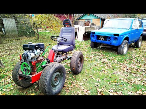 Видео: Самодельный минитрактор, против Нивы.