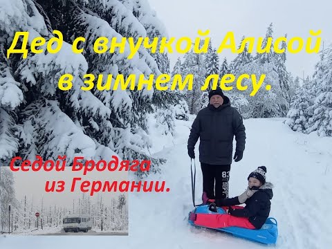Видео: Дед на автодоме с внучкой Алисой в зимнем лесу.Harz.Седой бродяга из Германии.