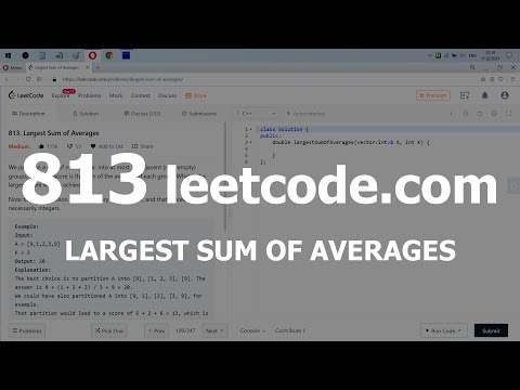 Видео: Разбор задачи 813 leetcode.com Largest Sum of Averages