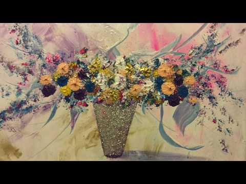 Видео: Как рисовать Объемные Абстрактные цветы с серебряной вазой. Abstract flowers.