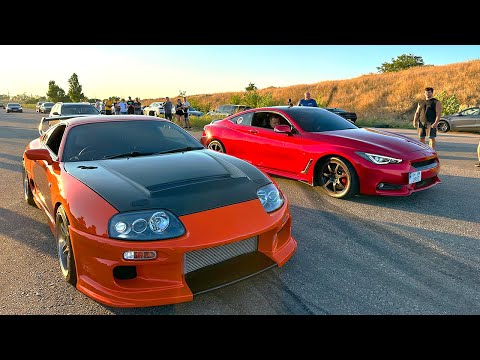 Видео: Toyota Supra 2JZ приехала НАДРАТЬ Infiniti Q60 Red Sport 600HP и BMW E36 600HP! Дедушка на АЗЛК 2141