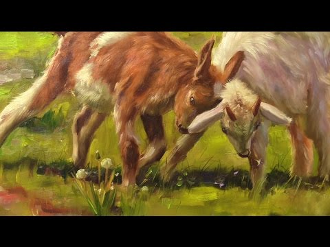 Видео: Козлята. Живопись маслом. Oil painting. How to draw a goat. Как рисовать животных.