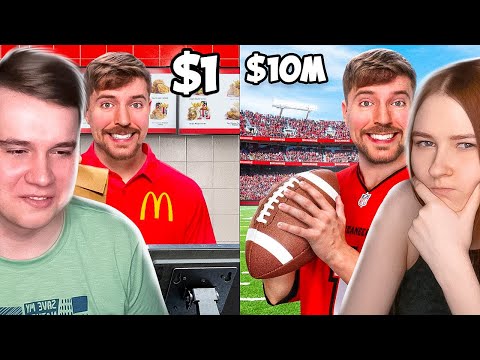 Видео: MRBEAST: РАБОТА ЗА $1 VS ЗА $10,000,000 - РЕАКЦИЯ С ЖЕНОЙ