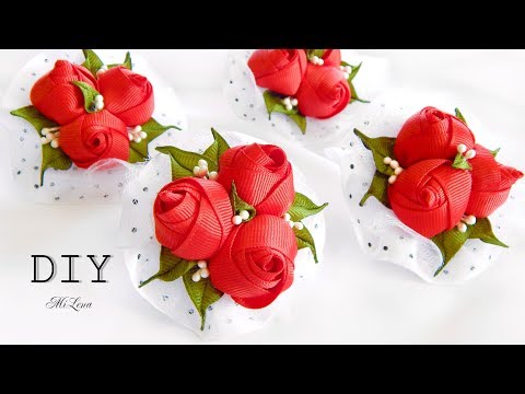 Видео: РЕЗИНКИ С РОЗАМИ, МК / DIY Ribbon roses