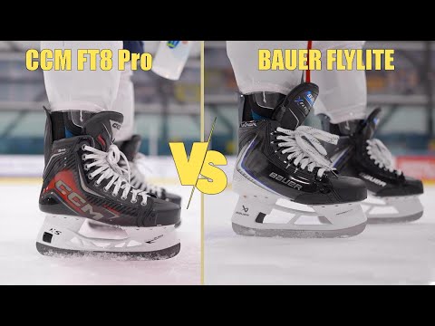 Видео: Обзор Bauer Vapor Flylite и CCM Jetspeed FT8 Pro Skate On Ice — какие коньки лучше?