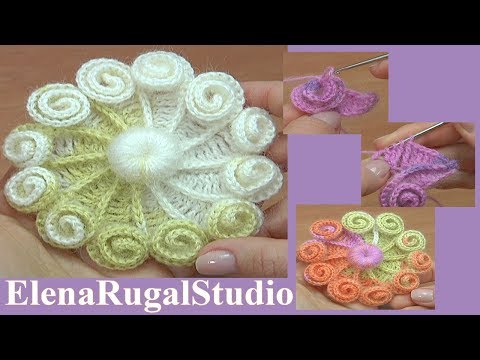 Видео: Милый ЦВЕТОЧЕК с завитками крючком Урок 198 Подробный мастер-класс