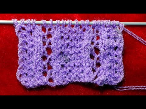 Видео: Узор Ажурные полоски. Вязание спицами