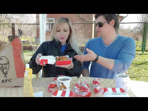 Видео: Мукбанг в ВЕСЕННЕМ САДУ Завтрак обед с KFC Всё СМЕТАЕТ со СТОЛА Тяжелое УТРО