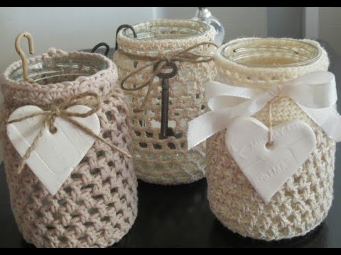 Видео: КАК КРАСИВО ОБВЯЗАТЬ БАНКУ КРЮЧКОМ. / HOW TO TIE A JAR WITH A HOOK.