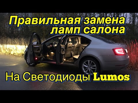 Видео: Skoda Octavia a7 Правильная Замена Ламп салона на Lumos