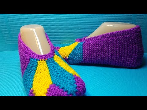 Видео: Красивые следки спицами/тапочки частичным вязанием/подробный мастер класс #672
