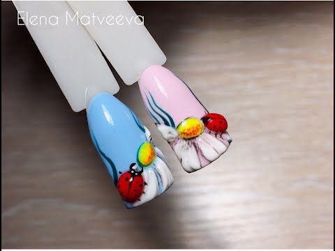 Видео: 💙Дизайн ногтей 🐞 Объемная божья коровка на ромашке 🌼!