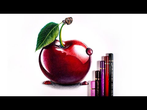 Видео: Как нарисовать вишню | Рисование блестящих предметов