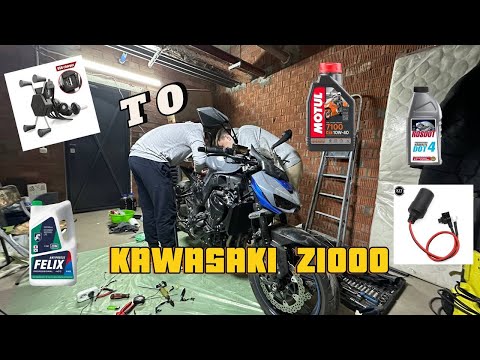 Видео: ТО Kawasaki Z1000 2018 года. Подготовка к сезону. Замена масла и всех жидкостей Kawasaki Z1000.