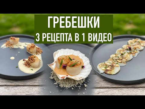 Видео: Морские гребешки. 3 рецепта. Как открывать раковину, чистить I Как приготовить замороженные гребешки