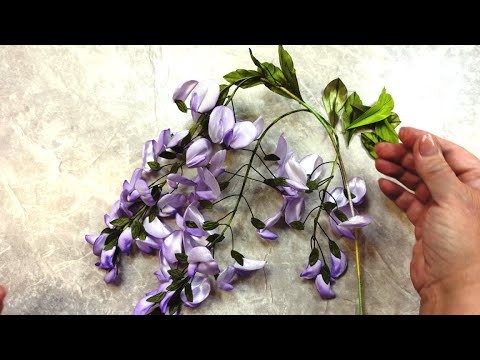 Видео: Нежная глициния из атласных лент