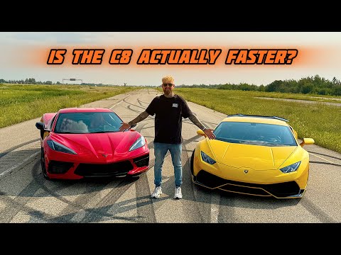 Видео: C8 Corvette Stingray против Lamborghini Huracan — обзор и дрэг-рейсинг