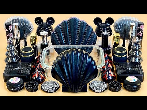 Видео: Черный слайм 🖤 Добавляю в слайм косметику, блестки и бусины 👑 ASMR Slime 1080p.
