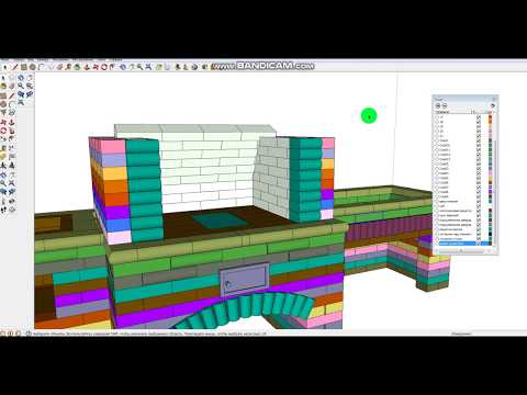 Видео: Как сделать зуб камина и цветовая гамма слоев.SketchUp