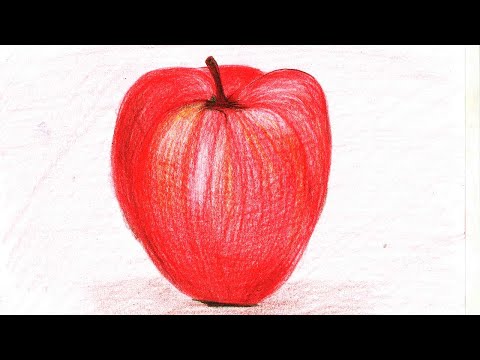 Видео: Как нарисовать яблоко цветными карандашами. Как нарисовать яблоко с детьми. Рисуем фрукты.