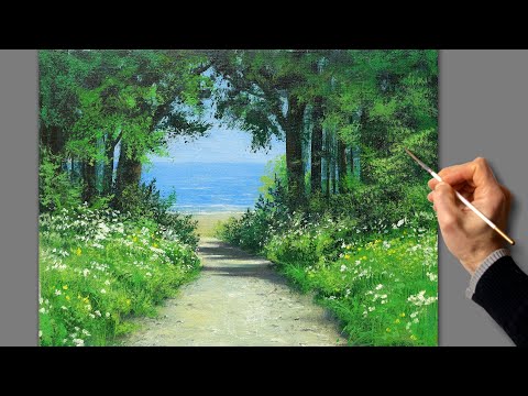 Видео: 👍 Дорога к морю. Живопись акрилом. Рисование. Искусство.