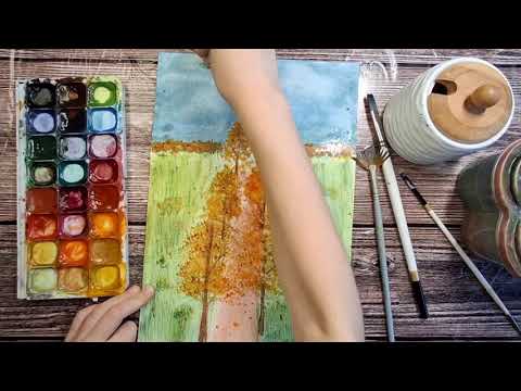 Видео: Рисуем осеннюю аллею - Let's draw an autumn alley
