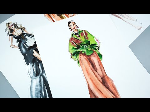 Видео: Рисуем модный образ с показа: бесплатный урок, фэшн-акварель