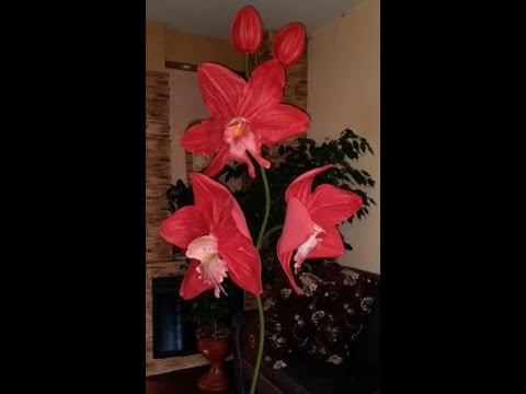 Видео: Орхидея  из фоамирана 2мм, светильник часть 1/DIY From wildflowers to exotic flowers
