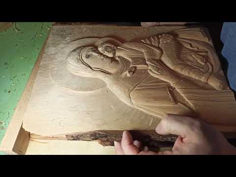 Видео: Резная икона Божья Матерь часть 3